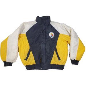 Vintage 90s Pittsburgh Steelers NFL Zip insulated Logo 7 Jacket Coat Size XL